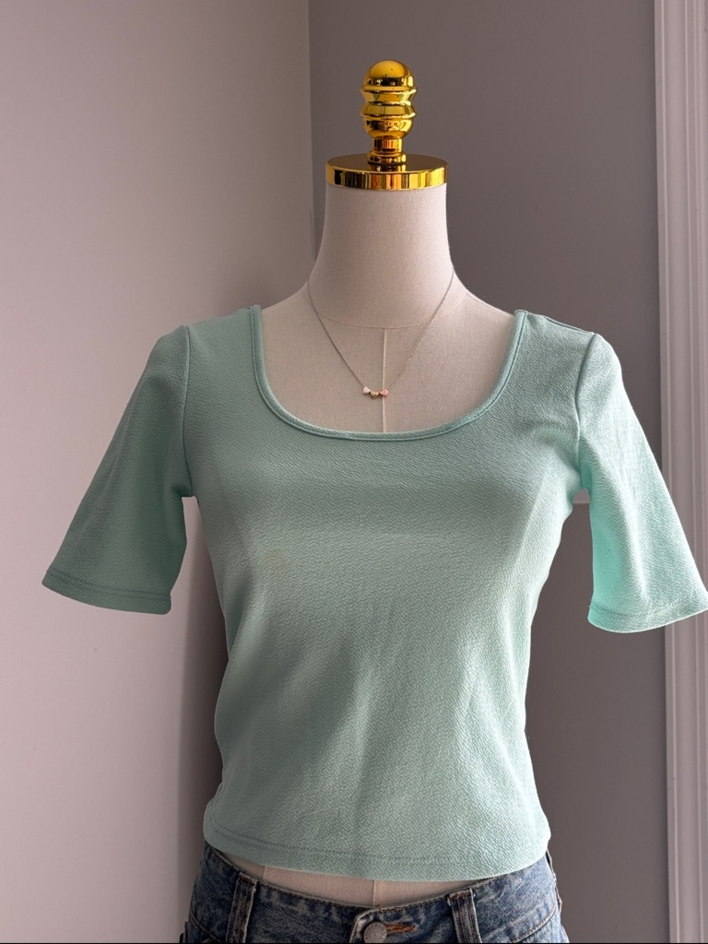 About A Girl Green Fitted Cropped Top